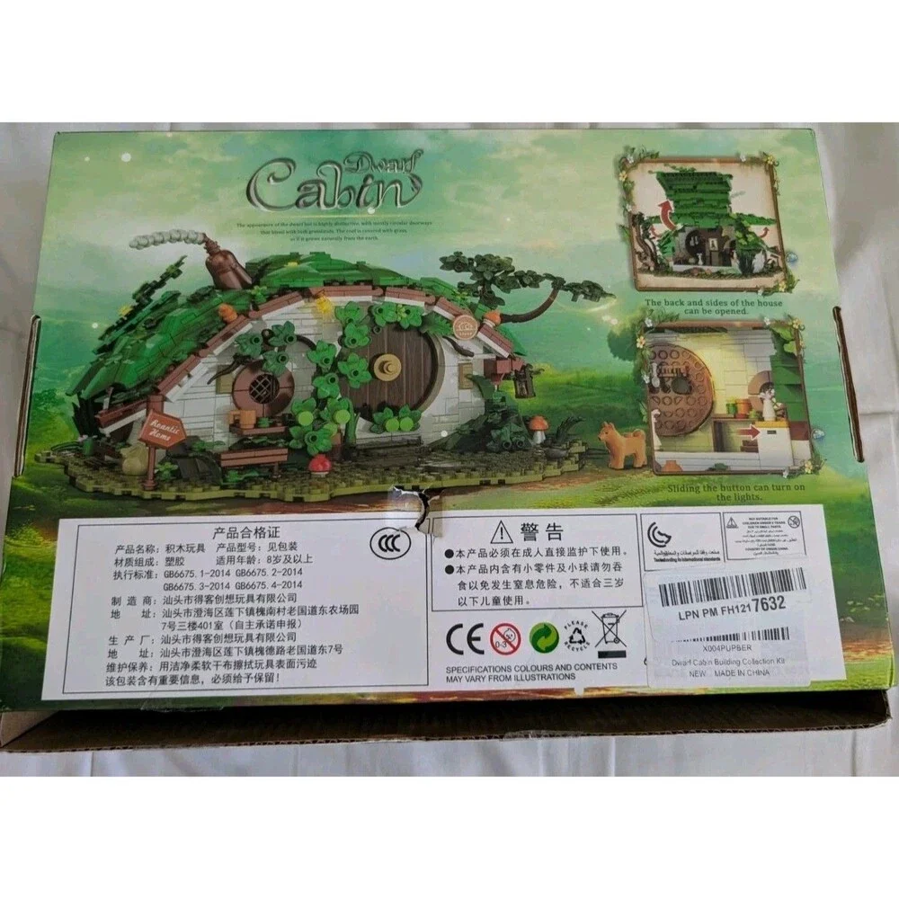 Moc Hobbit House Bilbo Dwarf Cabin 1088 Pieces Lights Up Building Block Set. NEW